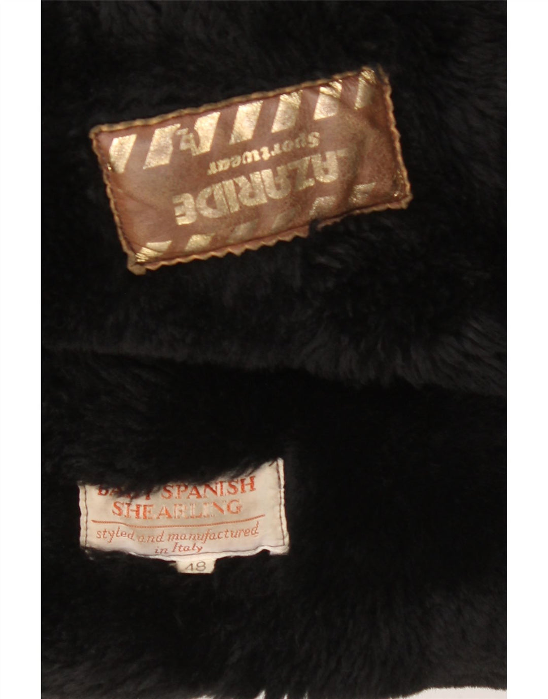 Jaqueta masculina VINTAGE com peito duplo solto IT 48 Shearling preto médio