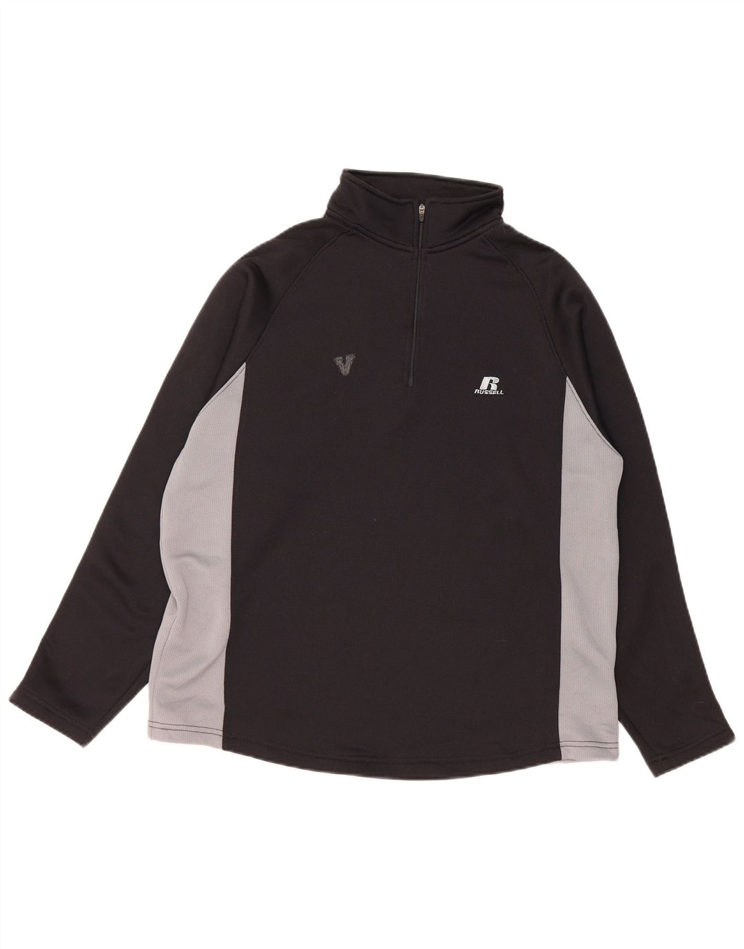 Russell Athletic Mens Zip Neck Top Manga Longa Médio Poliéster Preto