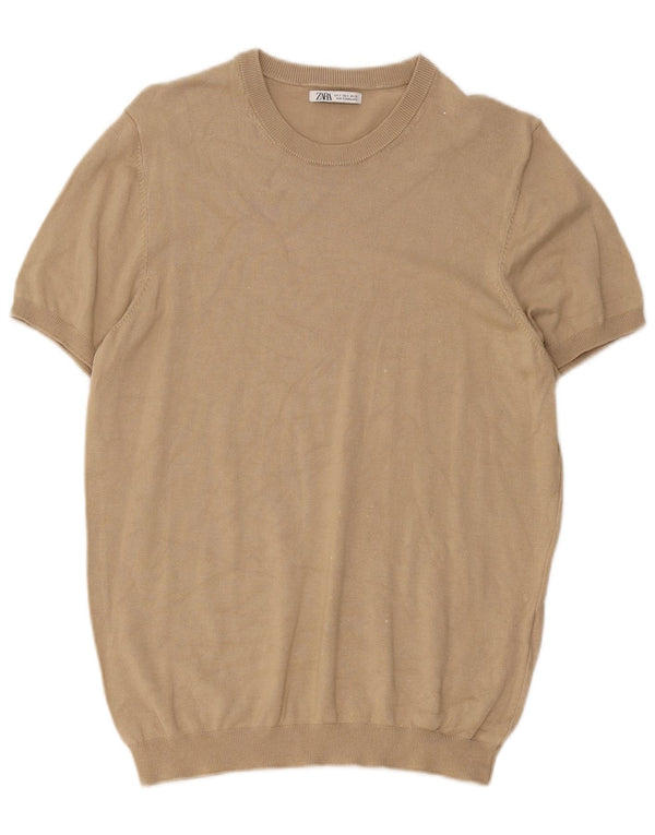 Camiseta masculina Zara Top pequeno bege viscose