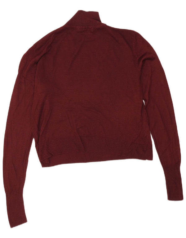 Suéter feminino Zara com gola alta e gola alta, Reino Unido 10 pequeno Borgonha