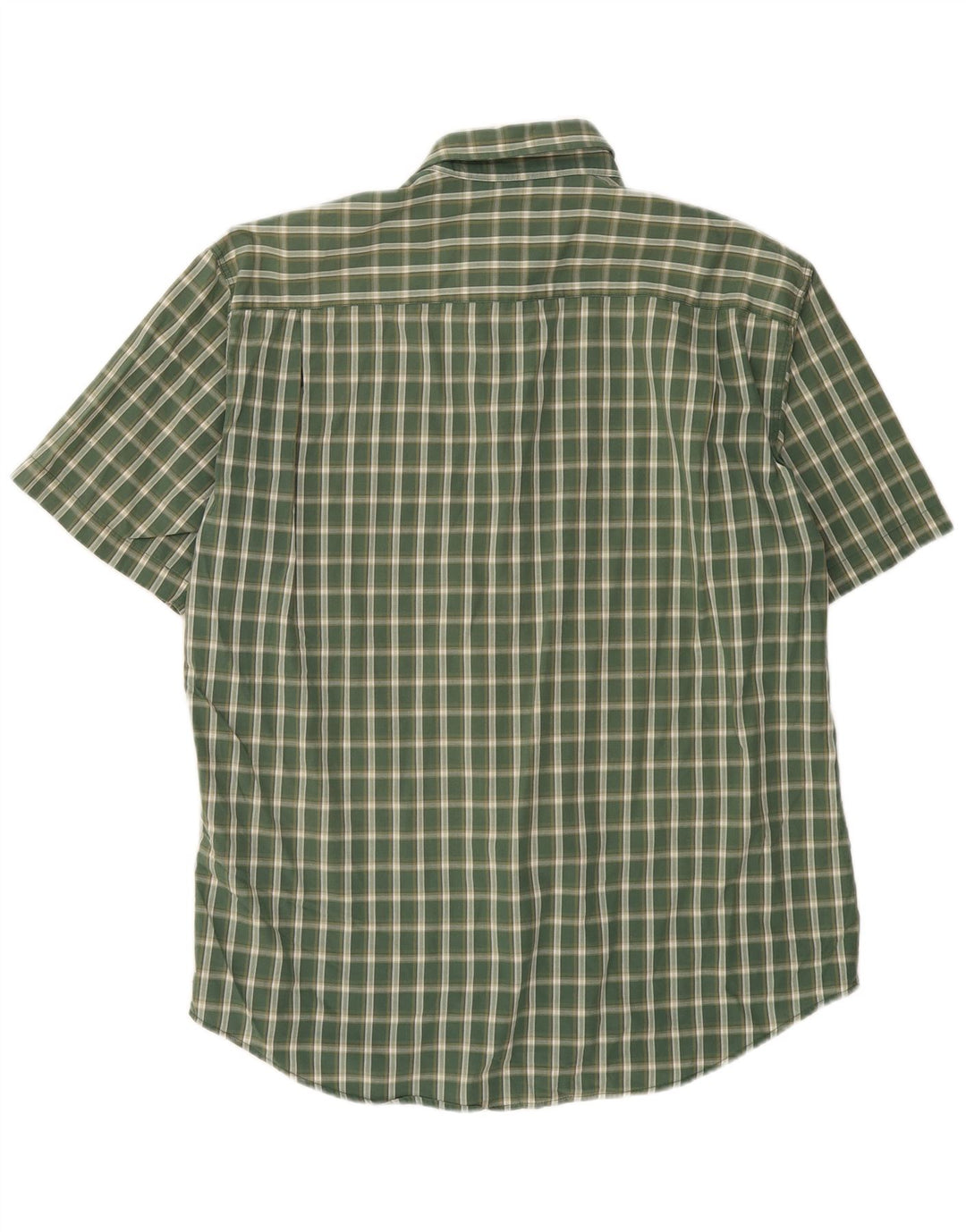 DOCKERS Camisa masculina de manga curta Stain Defender, grande, verde, xadrez, algodão