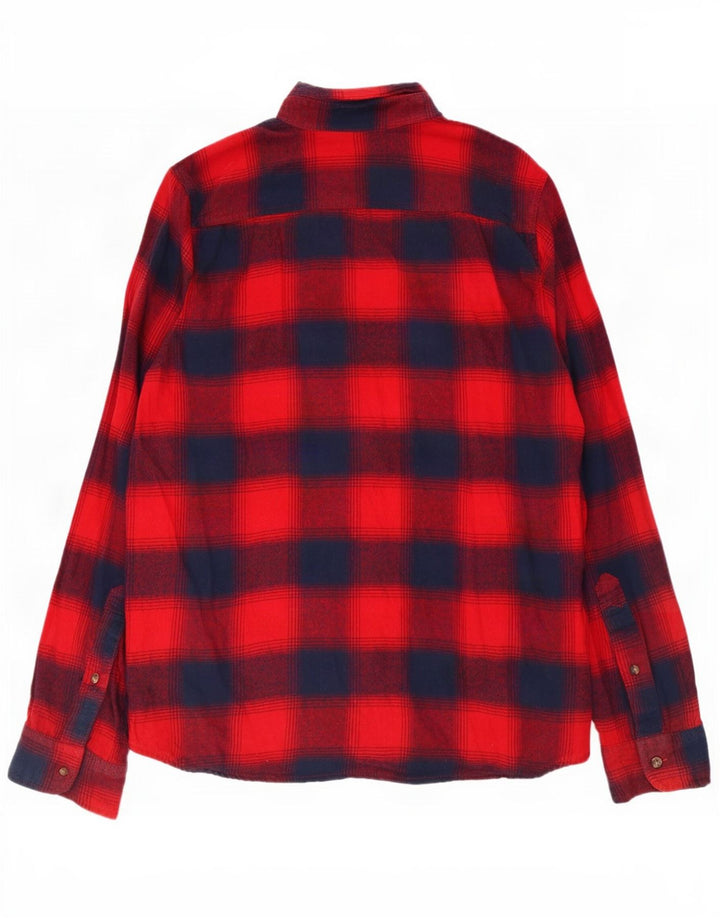 Camisa masculina de flanela Hollister XL de algodão xadrez vermelho