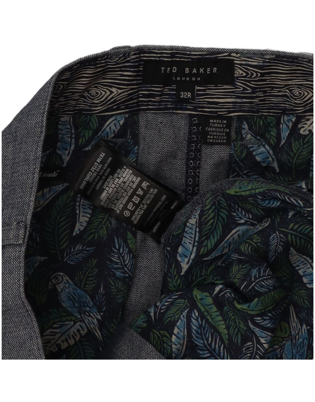 Calça masculina slim Ted Baker W32 L31 algodão cinza