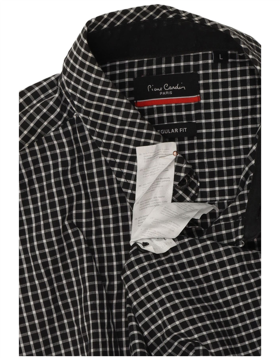 Camisa masculina PIERRE CARDIN de ajuste regular grande poliéster preto de algodão