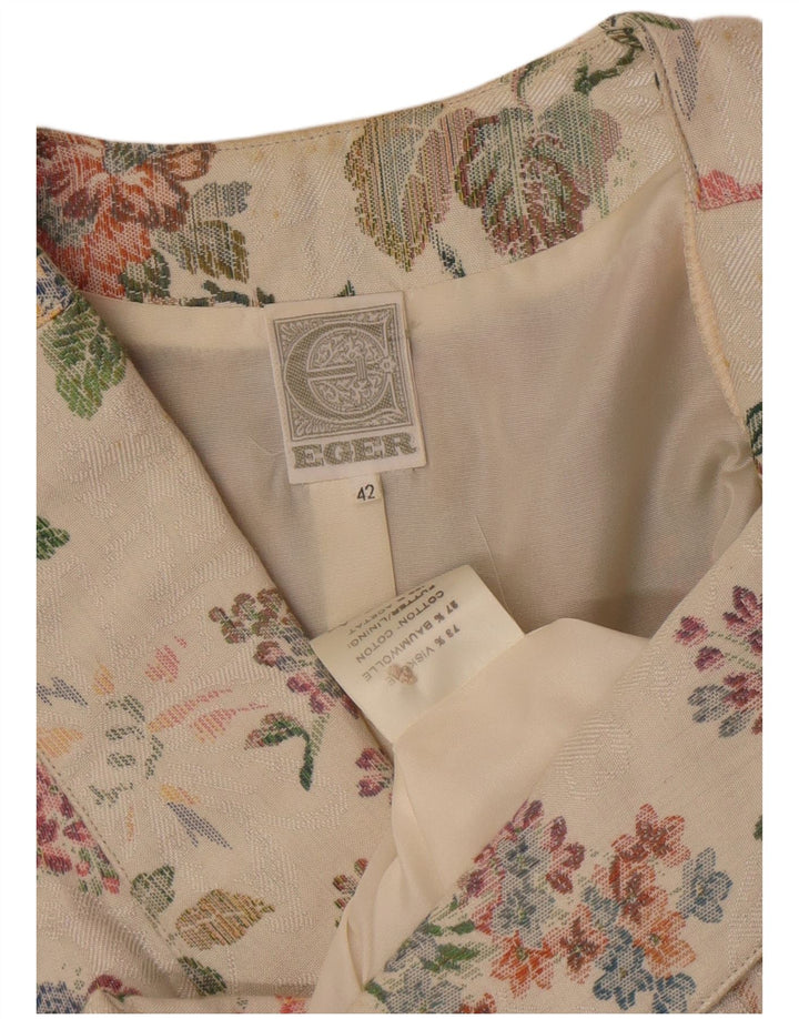 Jaqueta blazer feminina Eger manga 3/4 1 botão IT 42 médio bege floral