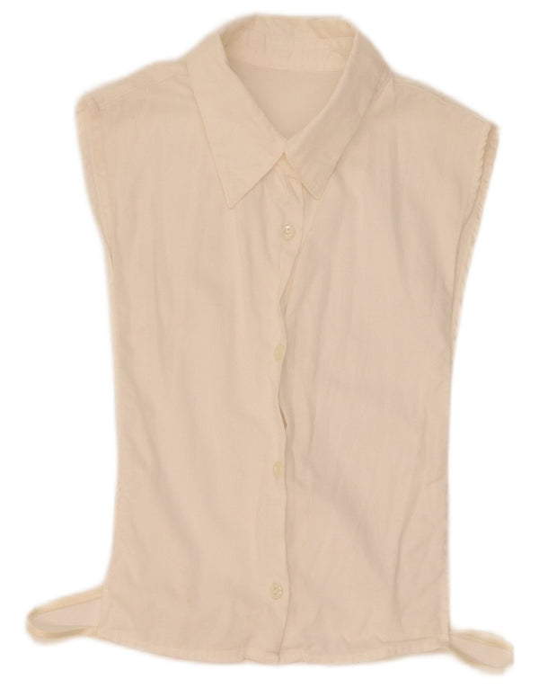 Blusa feminina vintage com inserção destacável UK 0 2XS algodão branco