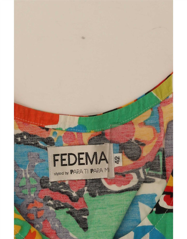 Camiseta gráfica feminina vintage Top IT 42 média multicolorida geométrica