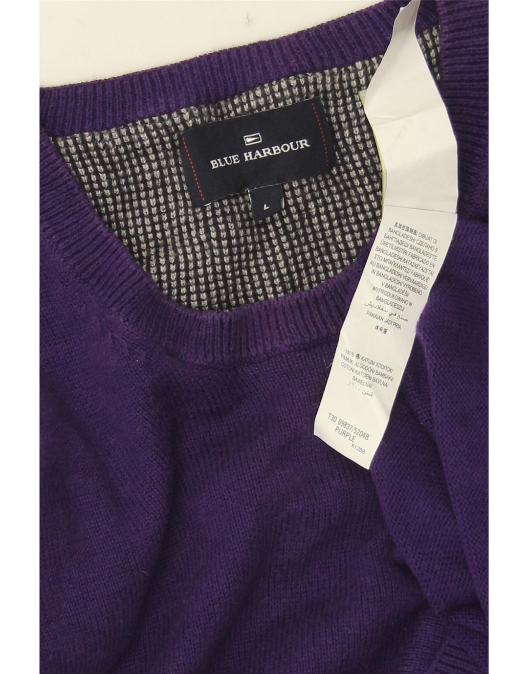 Suéter masculino Marks & Spencer Blue Harbor com gola redonda grande roxo
