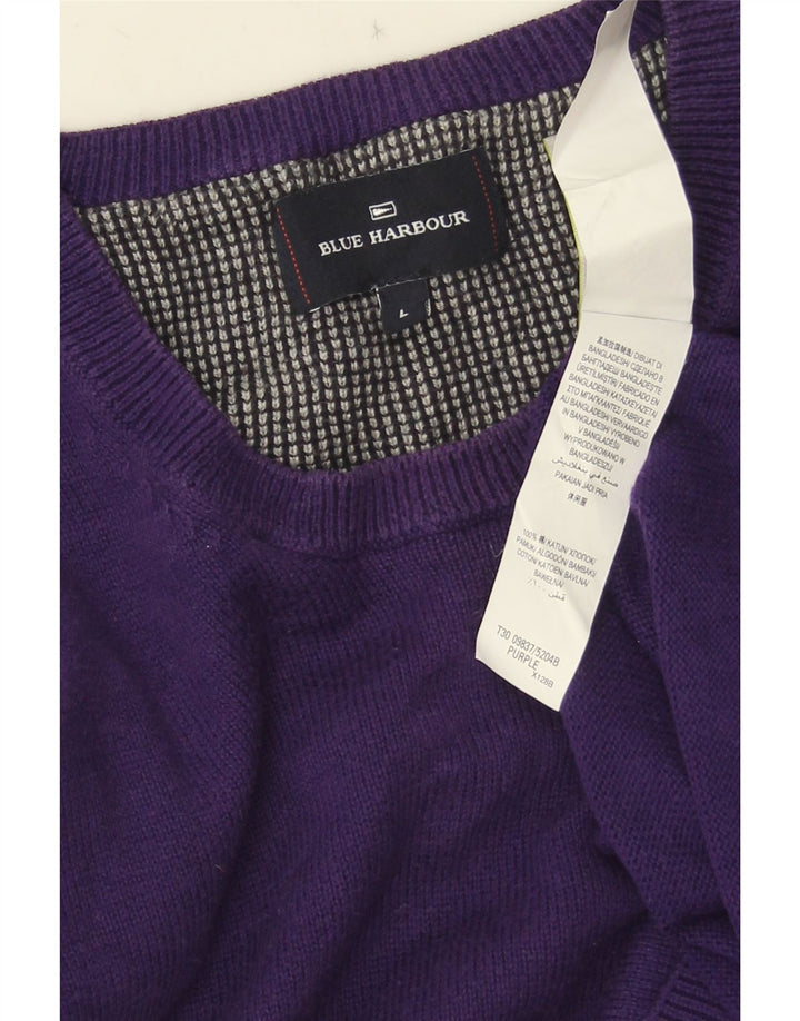 Suéter masculino Marks & Spencer Blue Harbor com gola redonda grande roxo