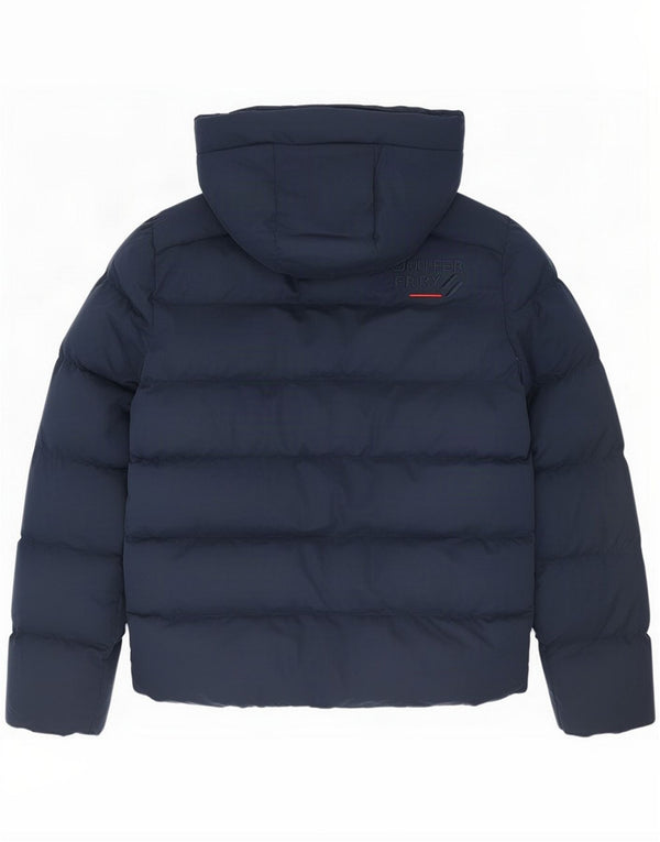 Jaqueta acolchoada com capuz masculina Superdry Reino Unido 36 Pequeno poliéster azul marinho