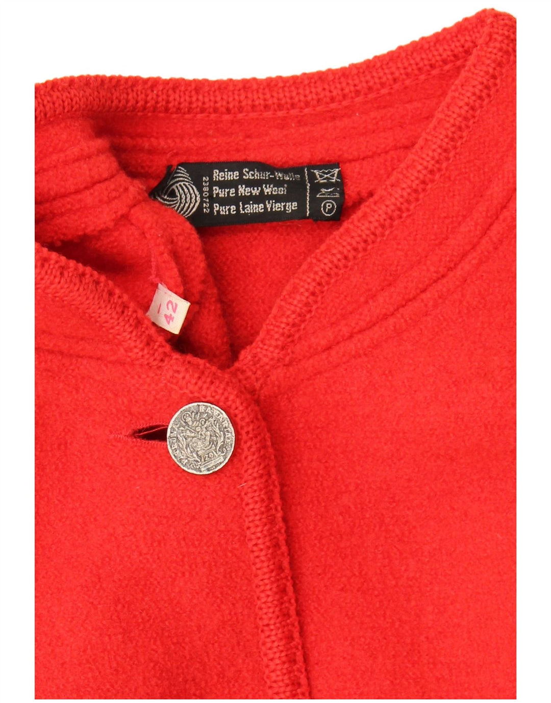 Suéter cardigã feminino vintage IT 42 lã virgem vermelha média