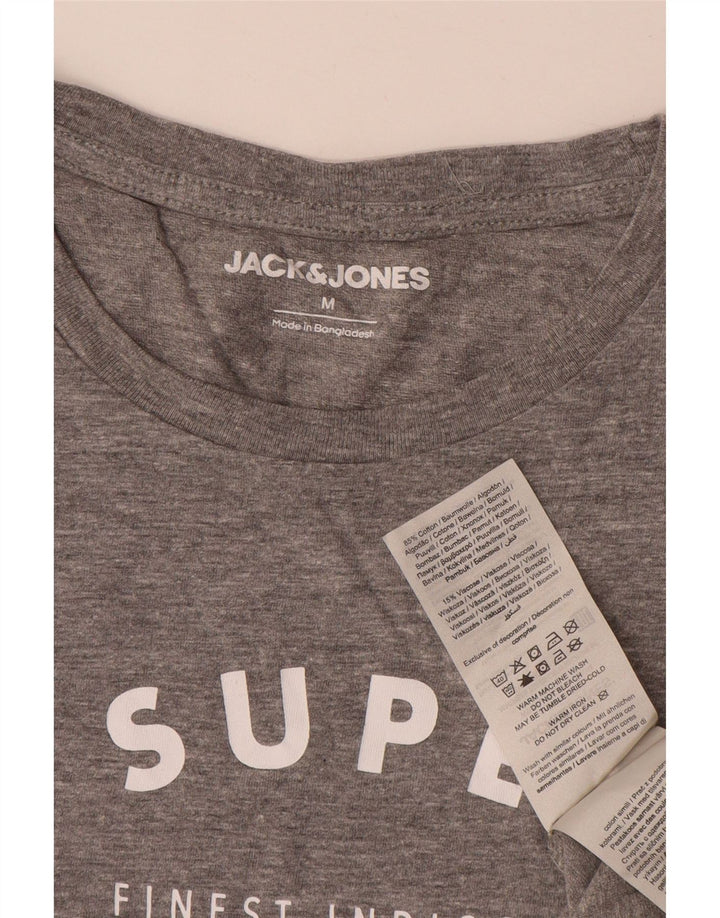 Camiseta gráfica masculina JACK & JONES algodão cinza médio