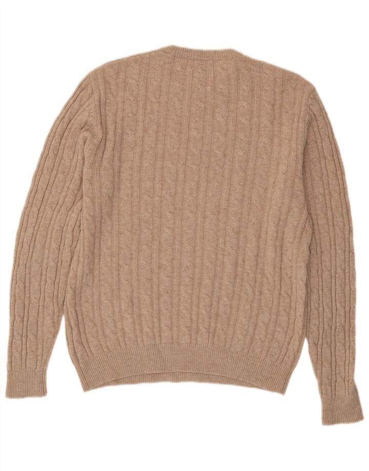 JACK WILLS Suéter masculino The Marlow com gola redonda, grande bege