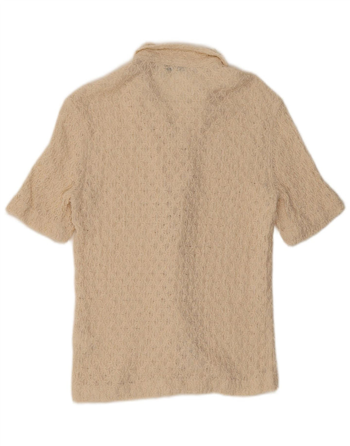 Camisa masculina de manga curta ZARA pequena de algodão off white