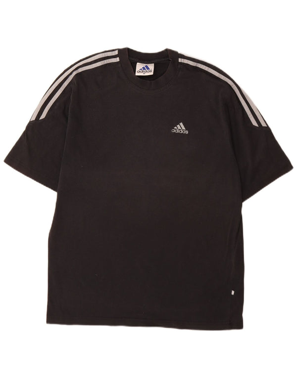 Adidas Mens Camiseta Top Médio Algodão Preto