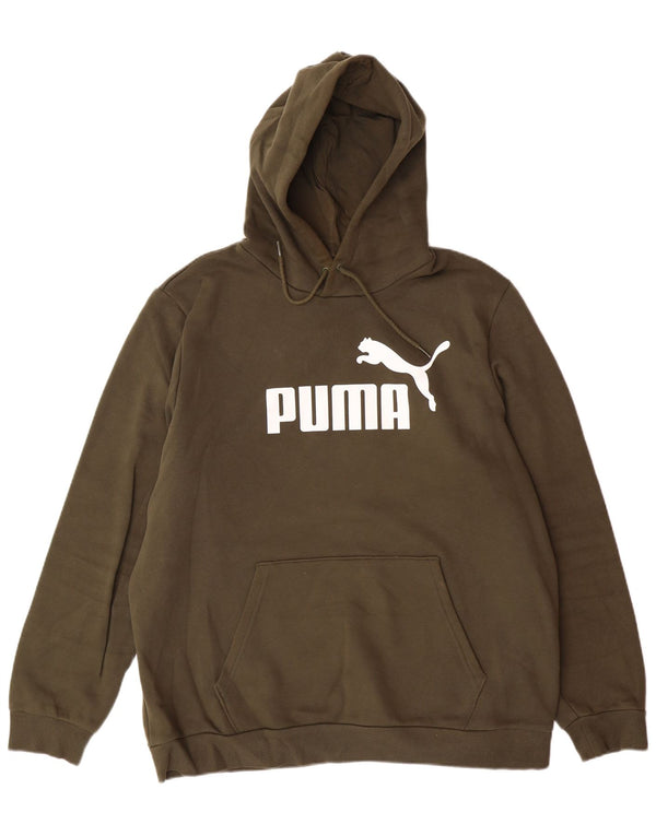 PUMA Mens Graphic Hoodie Jumper Grande Algodão Cáqui