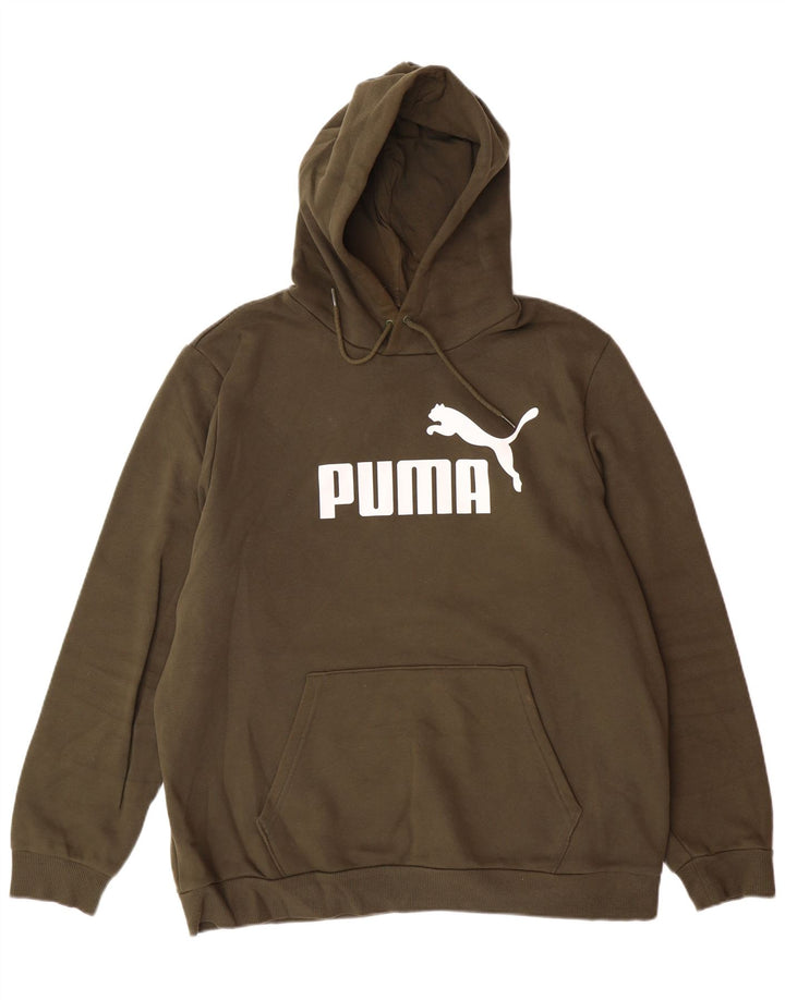 PUMA Mens Graphic Hoodie Jumper Grande Algodão Cáqui
