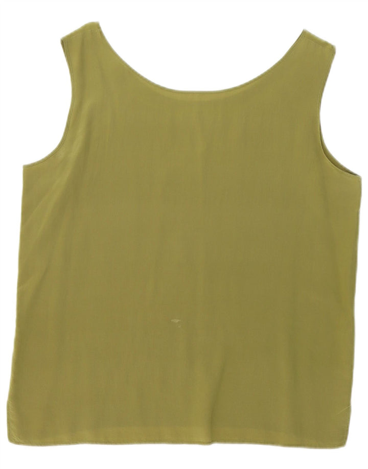 Blusa feminina vintage sem mangas UK 16 grande cáqui