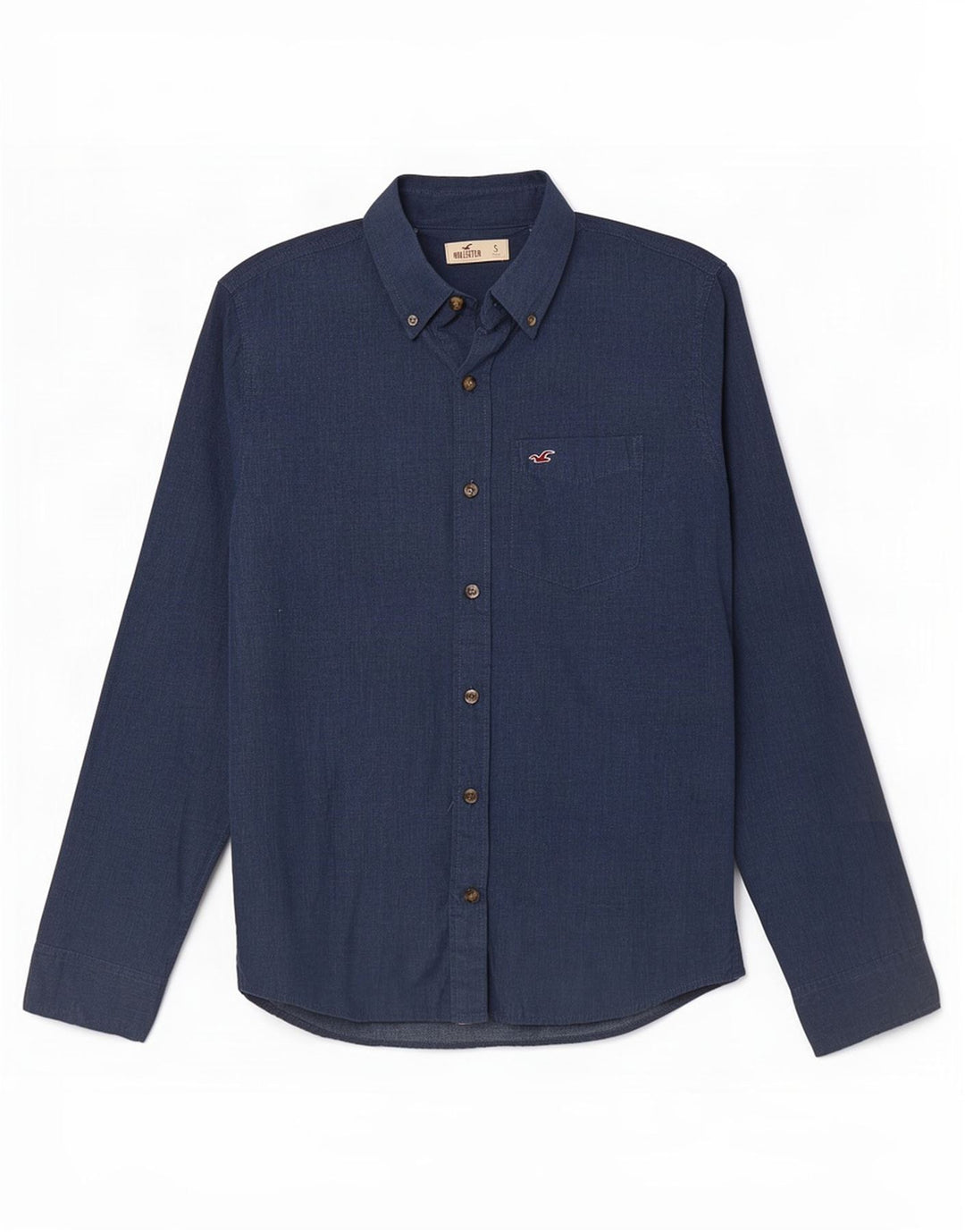 Camisa masculina Hollister pequena algodão azul marinho