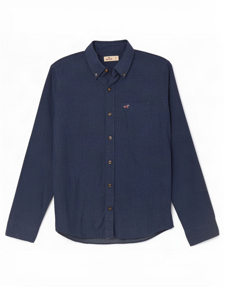 Camisa masculina Hollister pequena algodão azul marinho