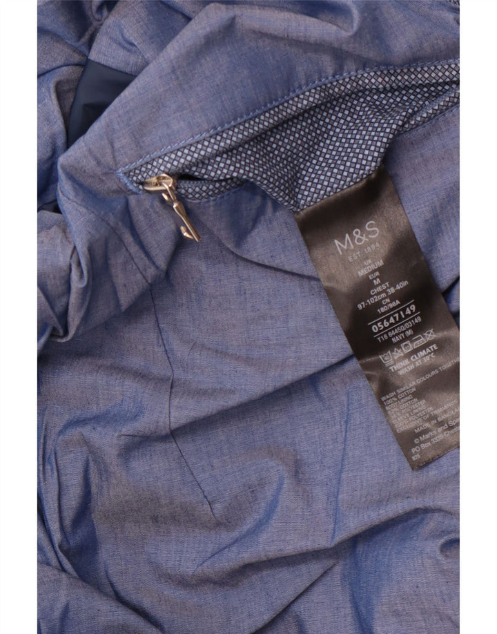 Jaqueta bomber masculina MARKS & SPENCER UK 38 algodão manchado azul médio