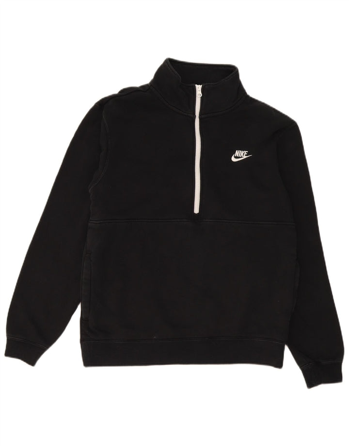 Moletom masculino Nike com zíper e gola alta de algodão preto médio