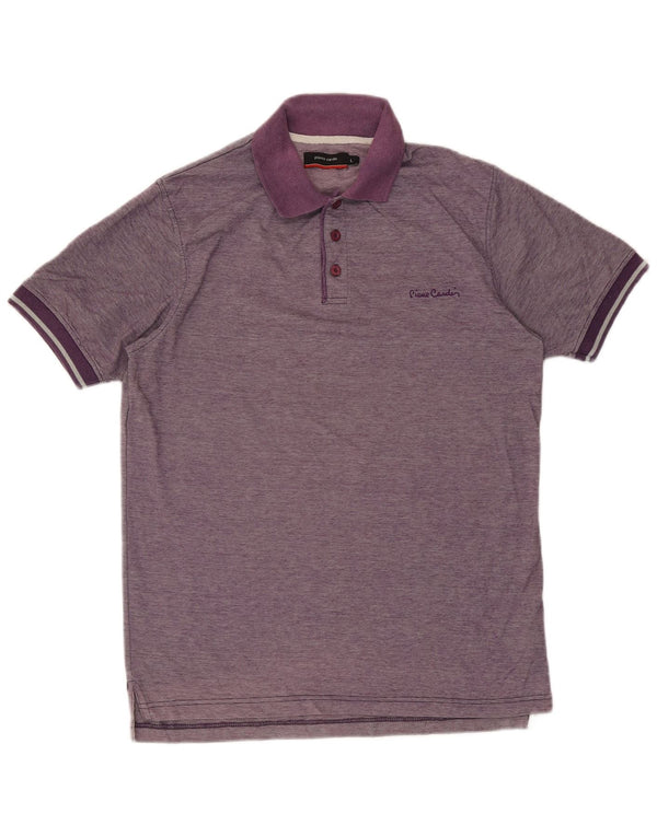 Camisa polo masculina Pierre Cardin grande algodão listrado roxo