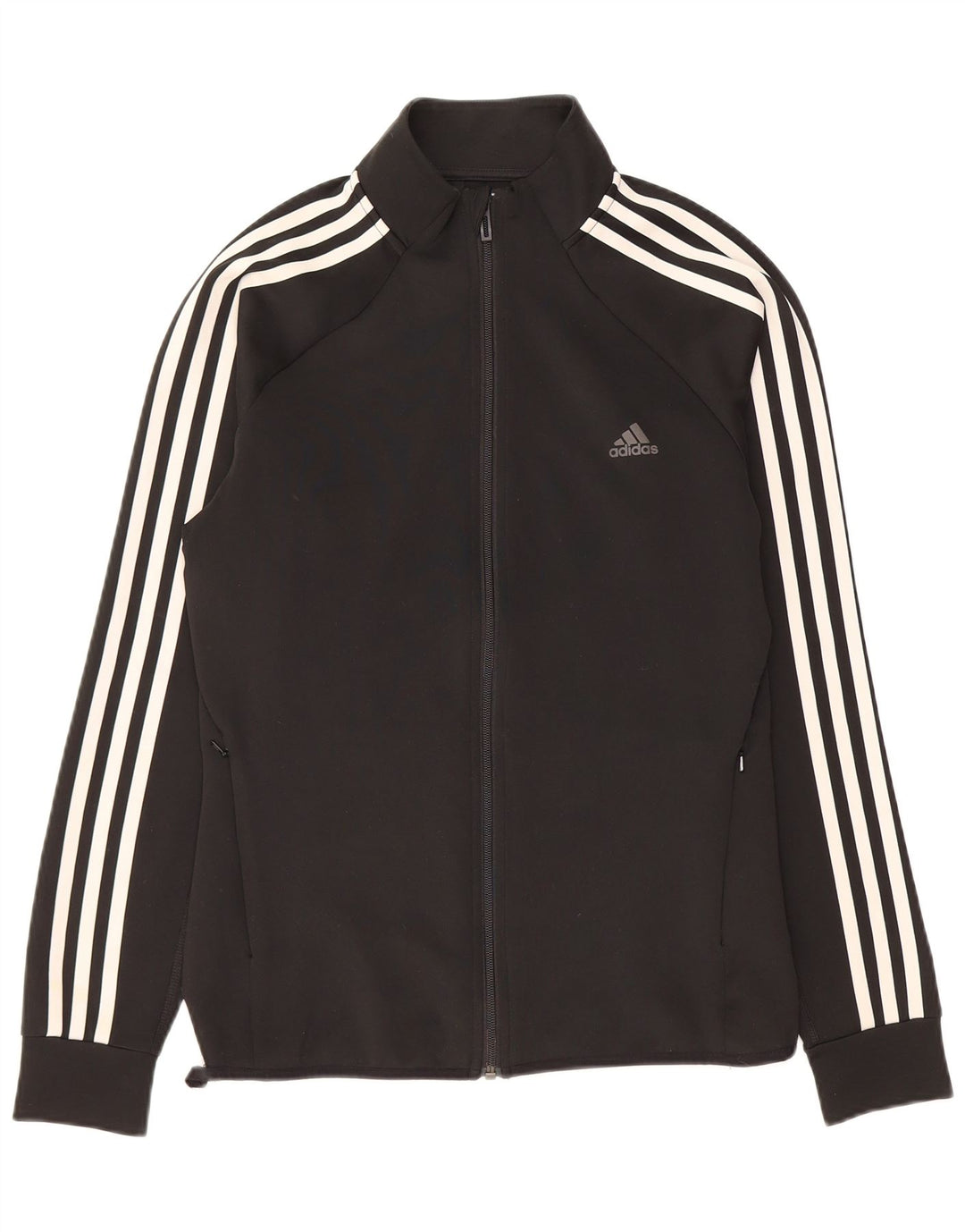 ADIDAS Womens Climalite Tracksuit Top Jacket UK 12/14 Médio Preto