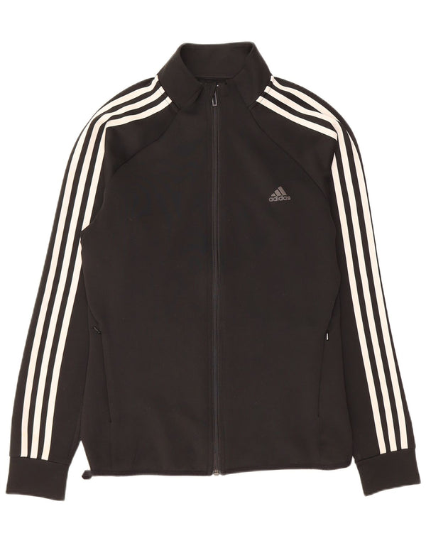 ADIDAS Womens Climalite Tracksuit Top Jacket UK 12/14 Médio Preto