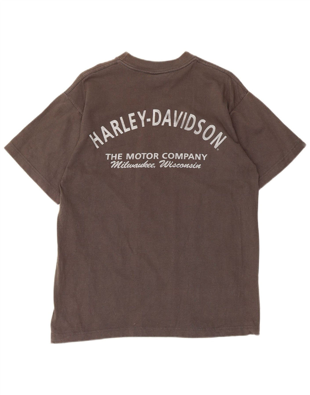 Camiseta gráfica masculina Harley Davidson de algodão cinza médio