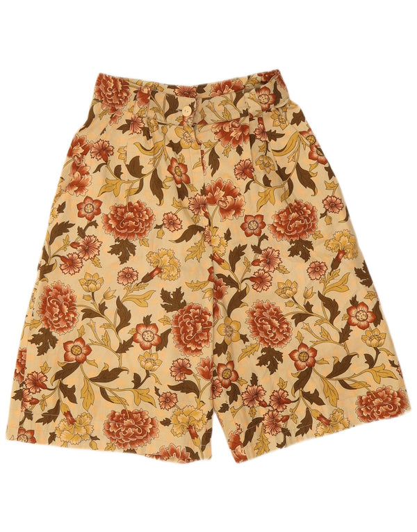 Shorts Chino feminino vintage de cintura alta IT 42 médio W26 bege floral