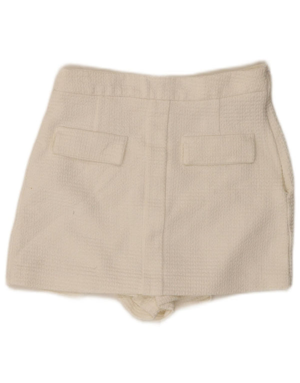 Zara Shorts feminino casual médio W28 algodão branco