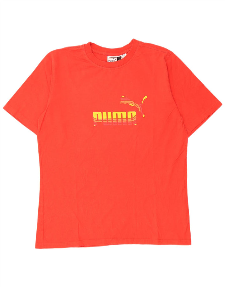 Puma Mens Graphic T-Shirt Top Médio Algodão Vermelho