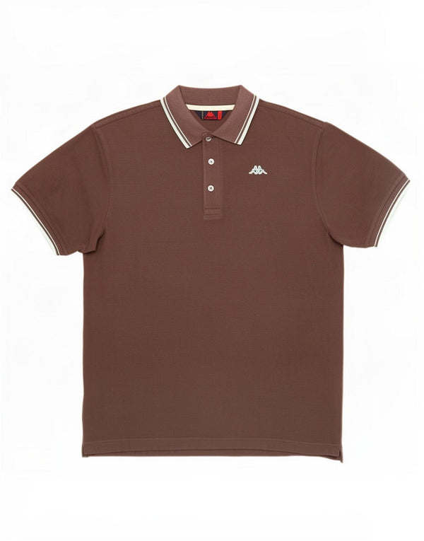 Camisa polo masculina de manga curta Kappa grande algodão marrom