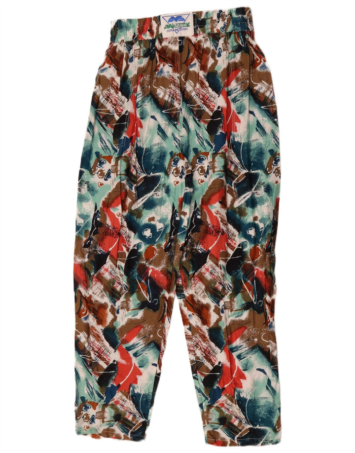Avant Garde Calça feminina casual com padrão abstrato W30 L28 multicolorida