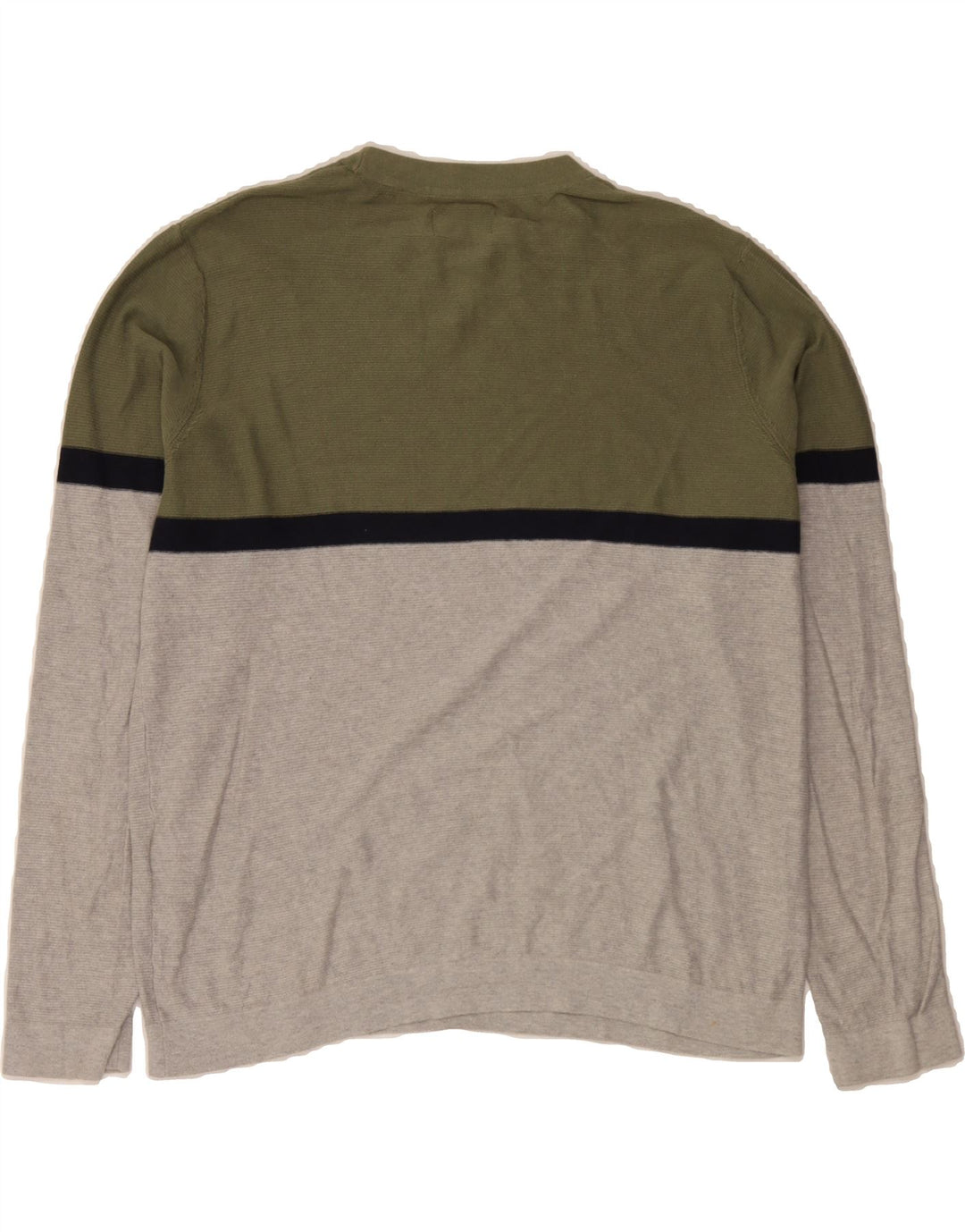 JACK & JONES Mens Crew Neck Jumper Sweater XL Grey Colourblock Cotton Vintage Jack & Jones and Second-Hand Jack & Jones from Messina Hembry 