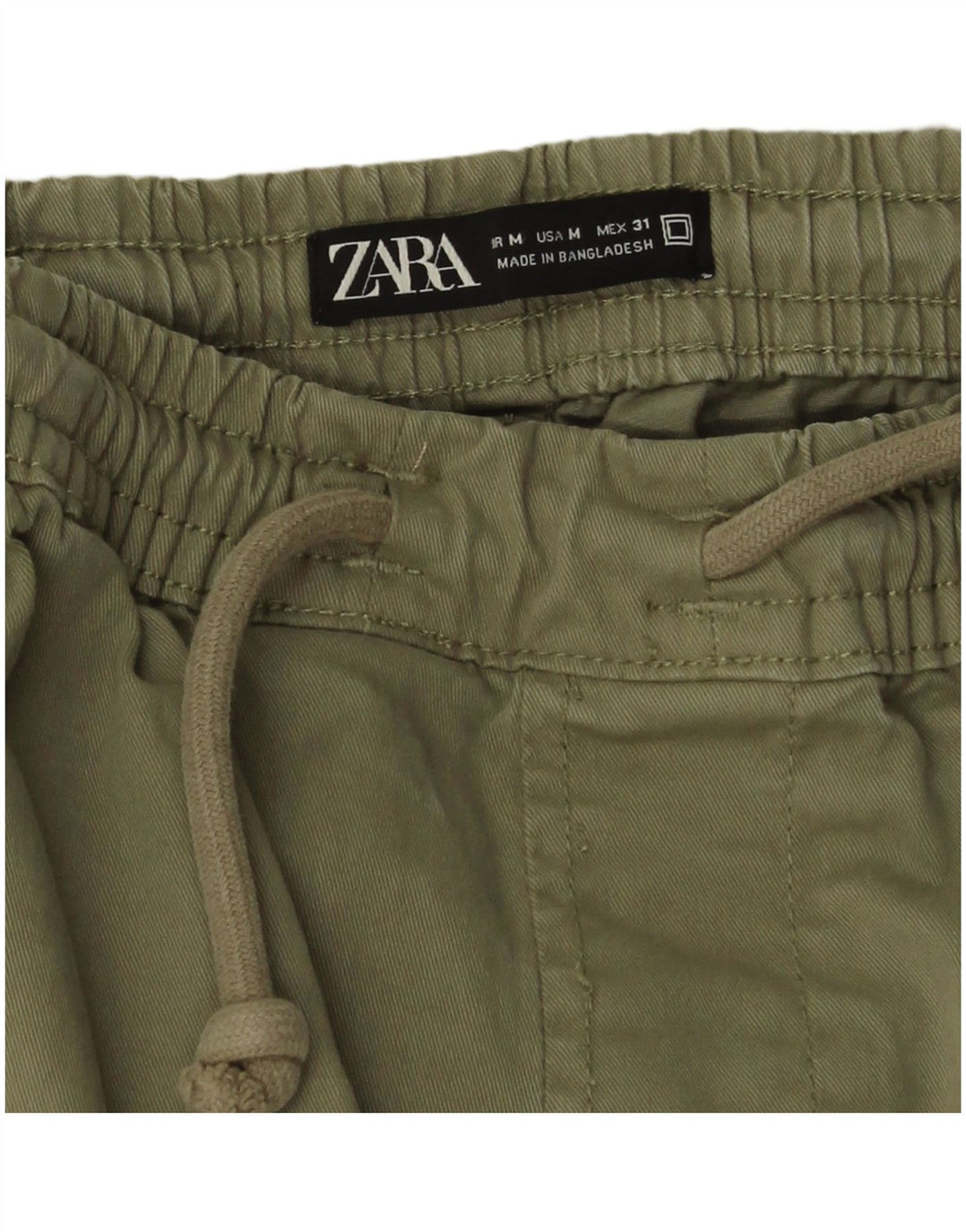 Zara Mens Joggers Cargo Calças Médio W31 L26 Algodão Verde