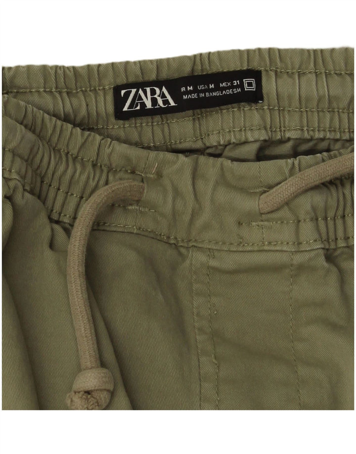 Zara Mens Joggers Cargo Calças Médio W31 L26 Algodão Verde