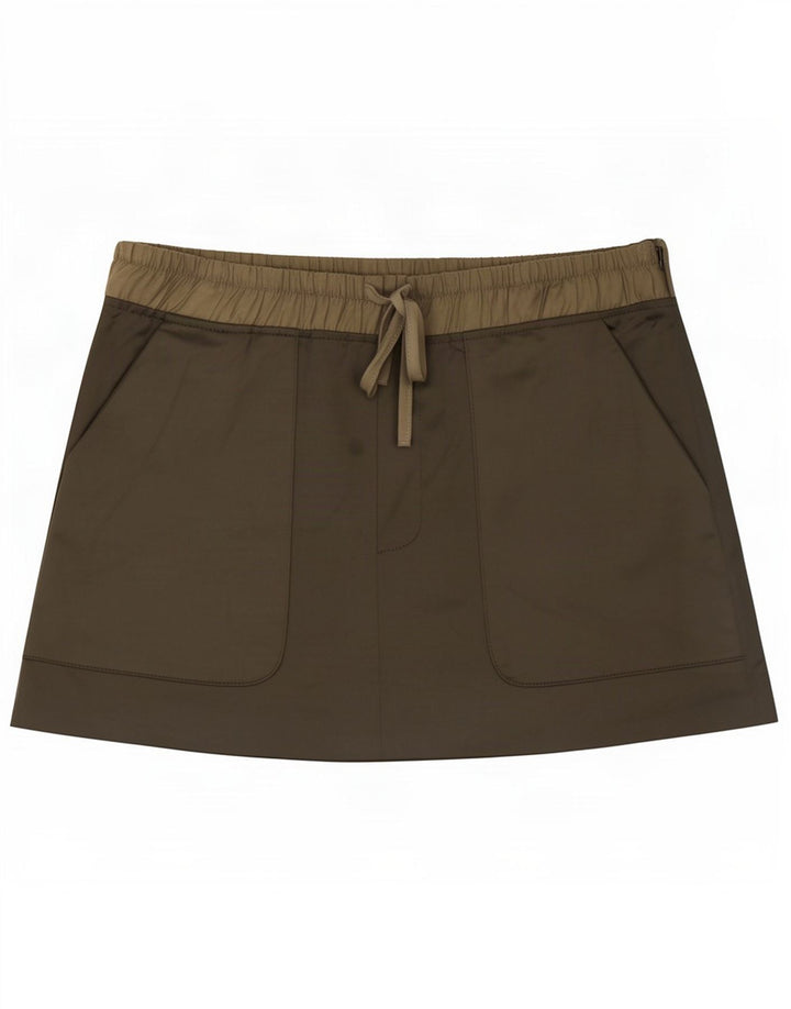 Minissaia feminina Zara média W28 poliéster cáqui