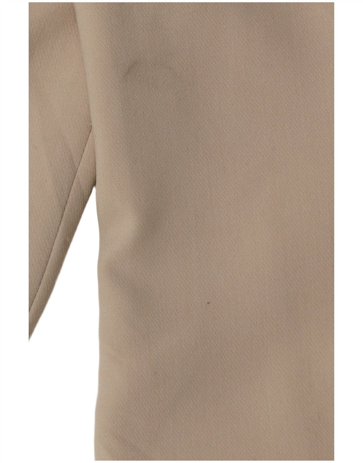 Jaqueta blazer feminina ZARA com peito duplo Reino Unido 10 poliéster bege pequeno