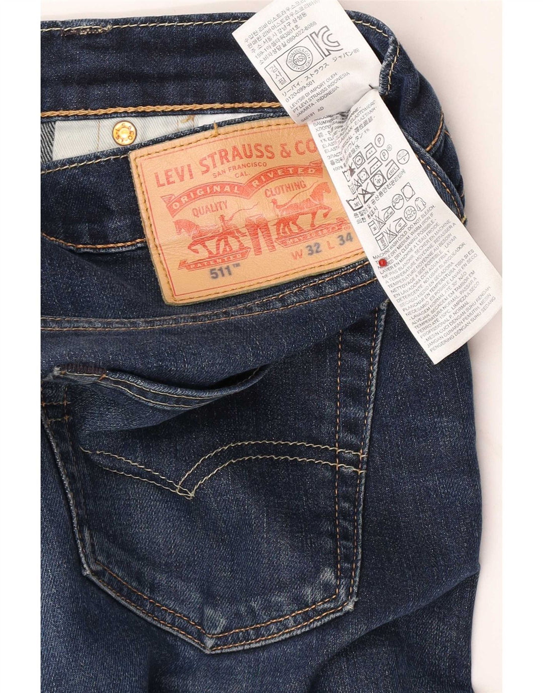 Levi's Masculino 511 Slim Jeans W32 L34 Azul Marinho Algodão