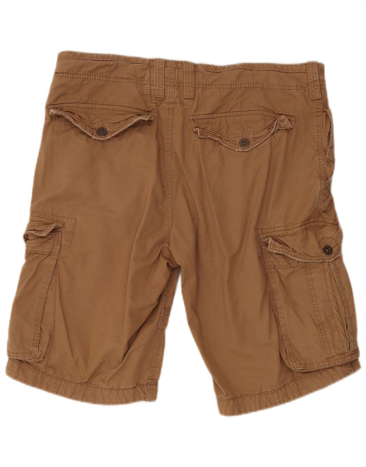 Shorts cargo masculino Fat Face W34 grande algodão marrom