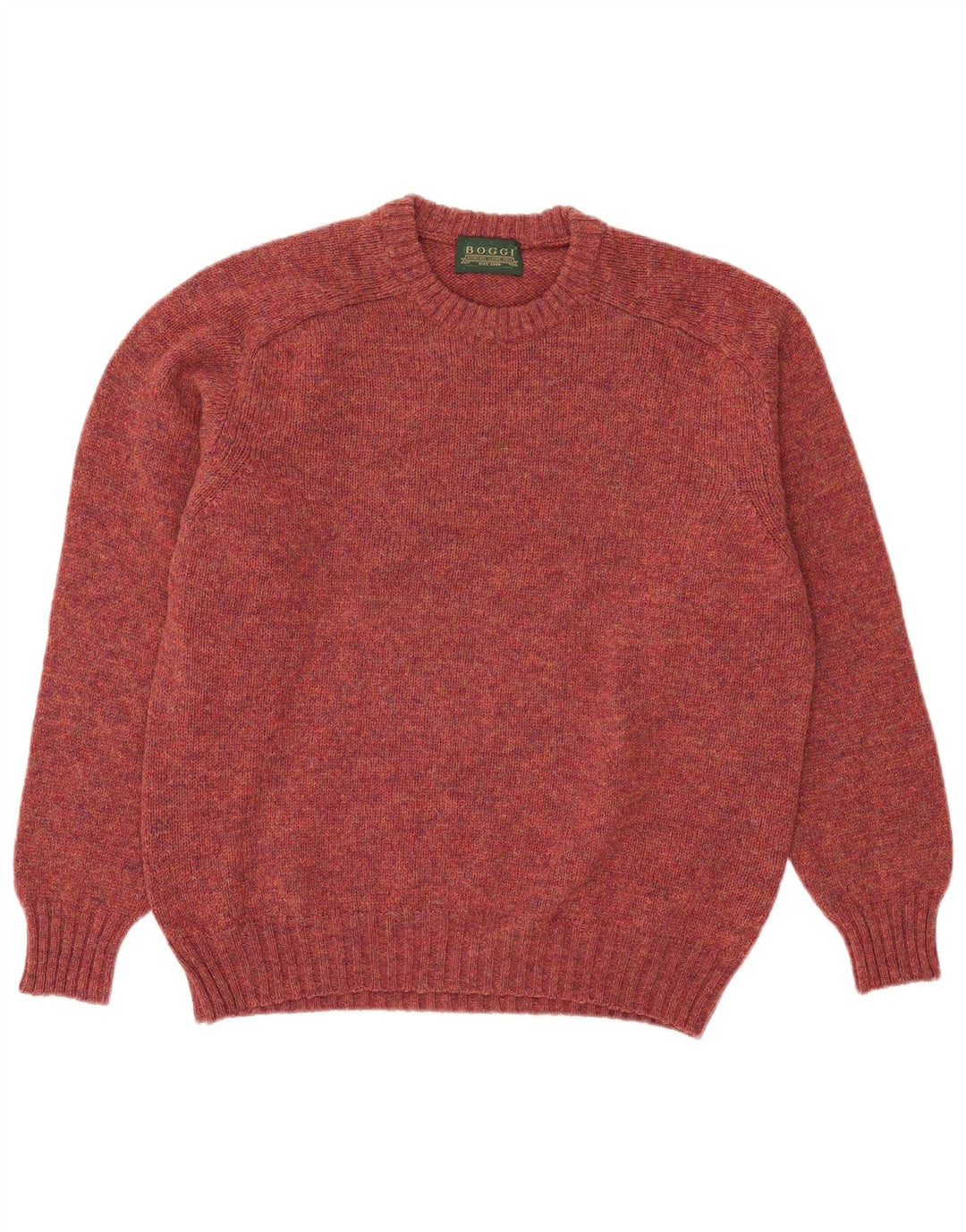Suéter masculino Boggi com gola redonda de lã marrom médio