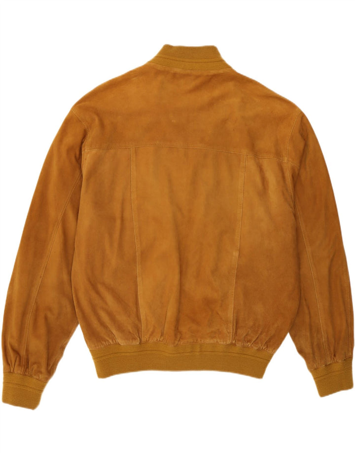 Jaqueta bomber masculina vintage de camurça IT 52 XL couro bege