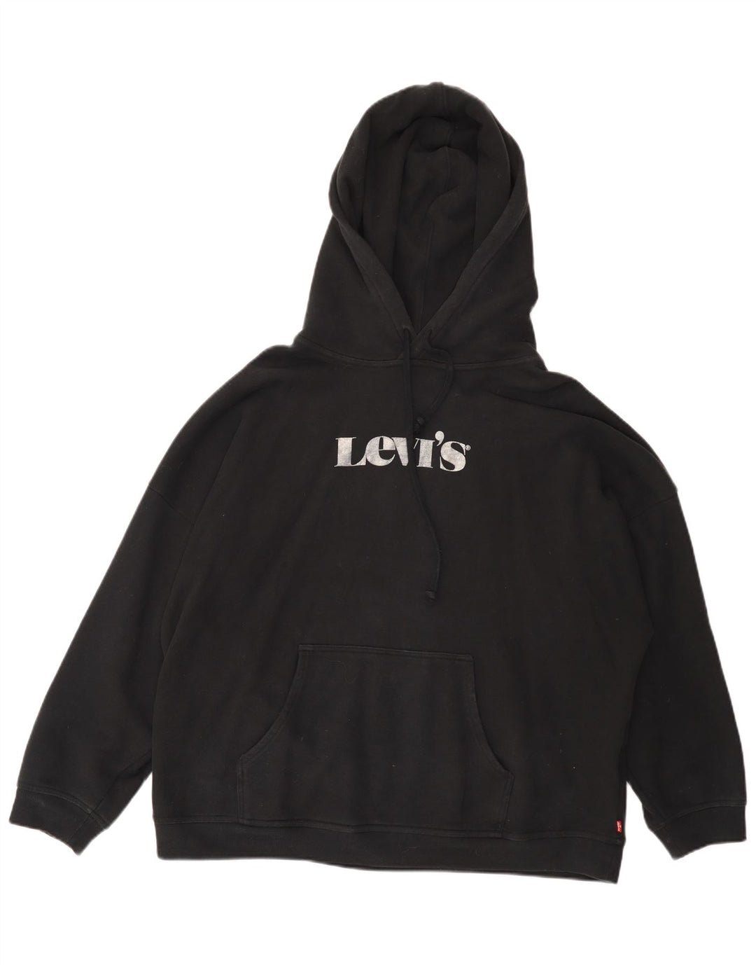 Suéter feminino com capuz e estampa grande da LEVI'S Reino Unido 16 grande algodão preto