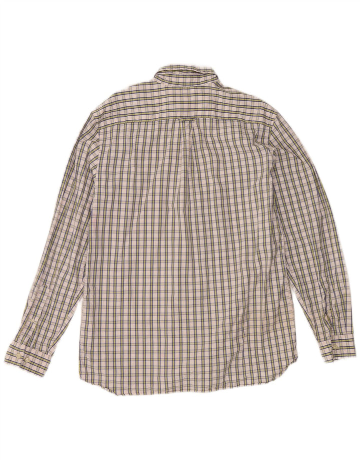 Camisa masculina GANT de algodão xadrez branco médio