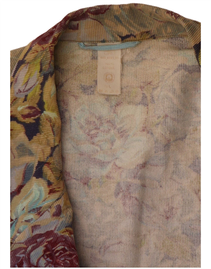 Jaqueta Blazer Feminina Vintage Reino Unido 16 Grande Floral Multicolorido