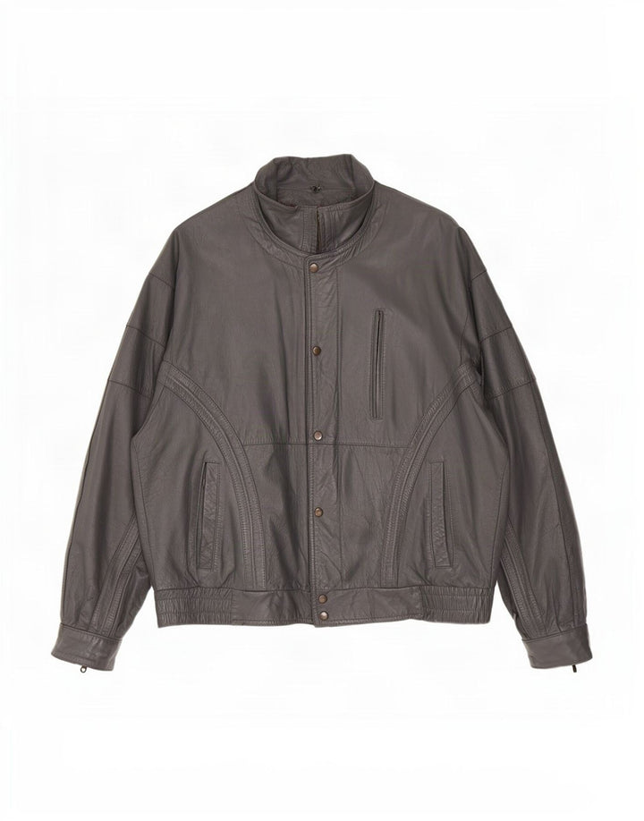 Jaqueta de couro masculina vintage IT 50 grande preta