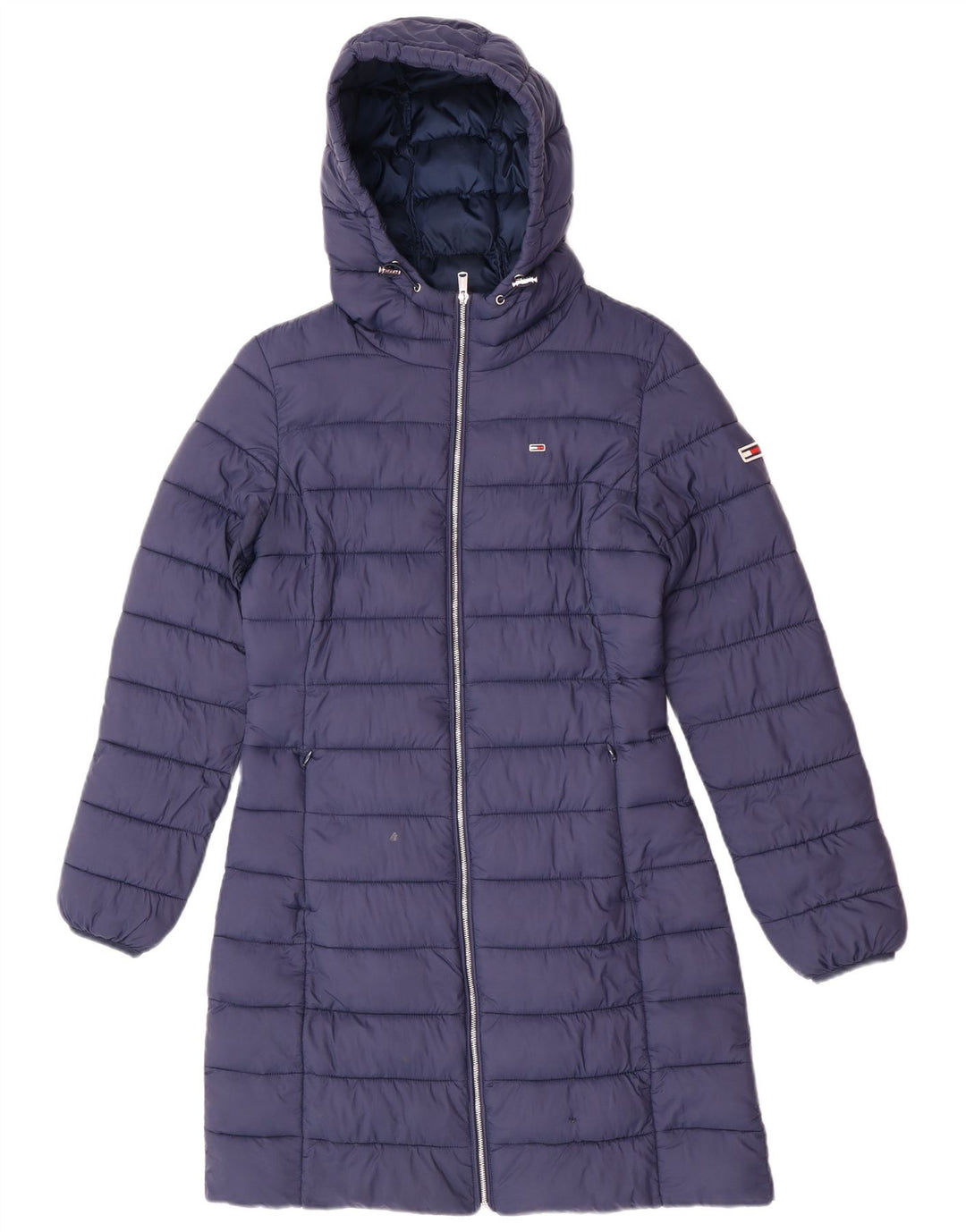 Casaco acolchoado com capuz feminino Tommy Hilfiger Reino Unido 10 pequeno azul marinho poliamida