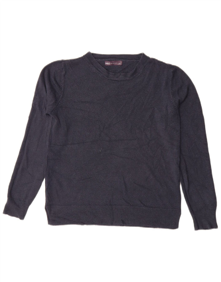Suéter feminino Marks & Spencer com gola redonda Reino Unido 12 médio azul marinho